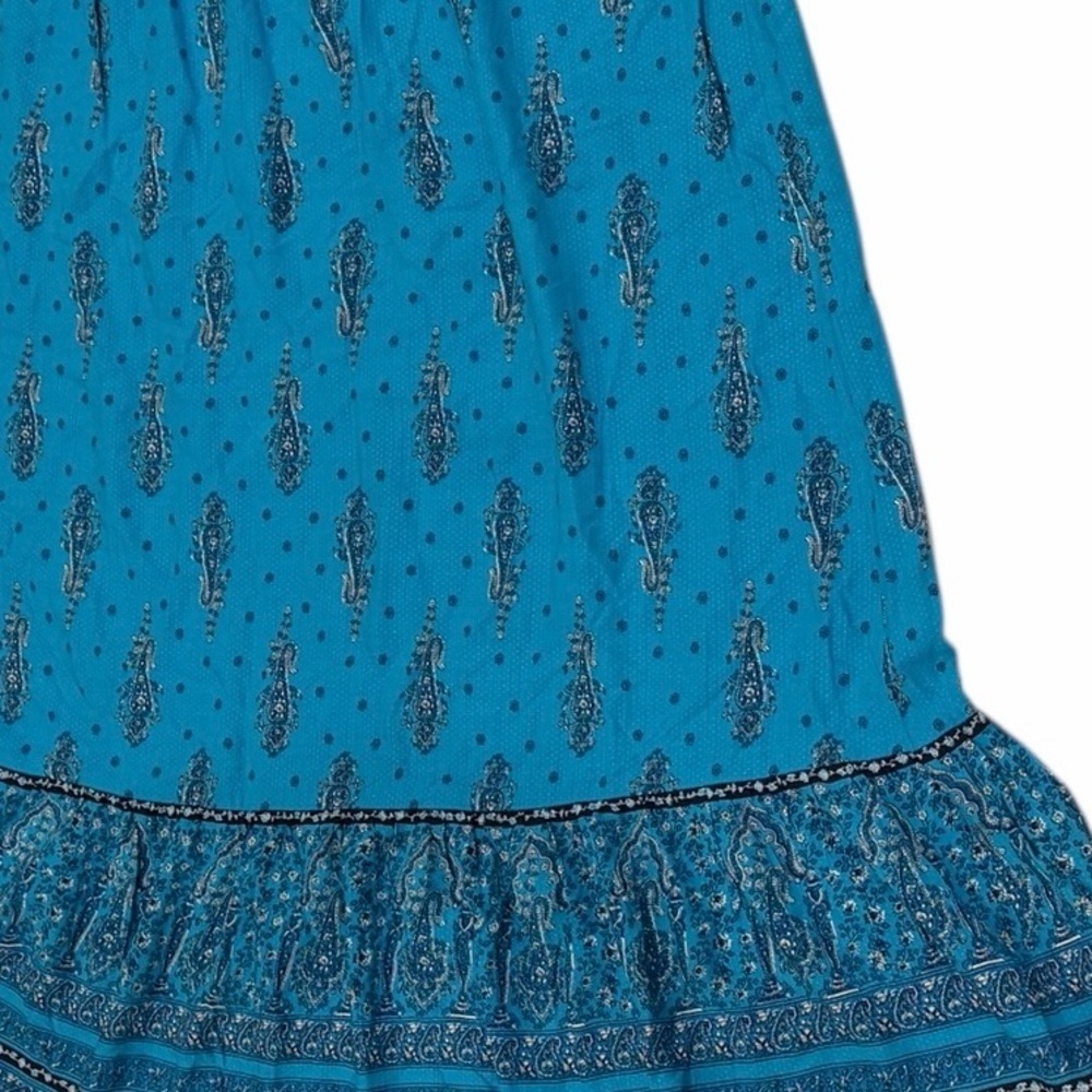 LOFT Teal Blue Paisley Boho A-Line Skirt XL Flowy Indie Feminine Coastal Grandma - Picture 4 of 6